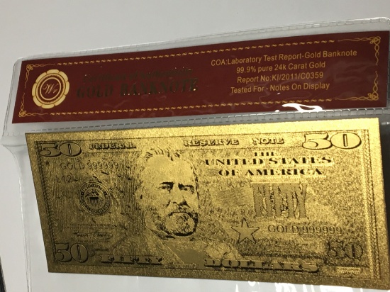 14K GOLD PLATED $50.00 NOTE
