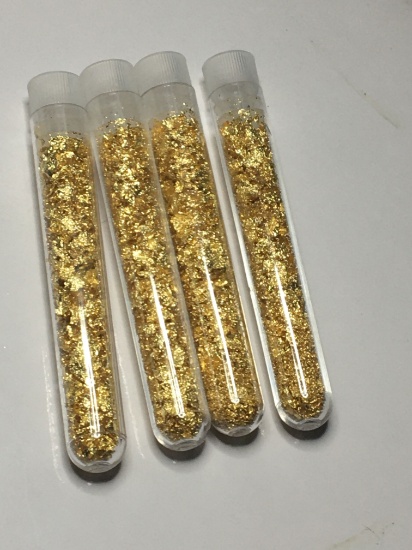 (3) Vials 14kt Guilded Gold Flake