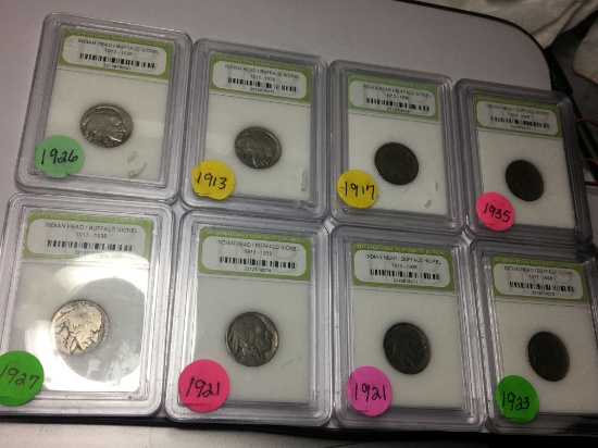 (8)slabbed Buffalo Nickels