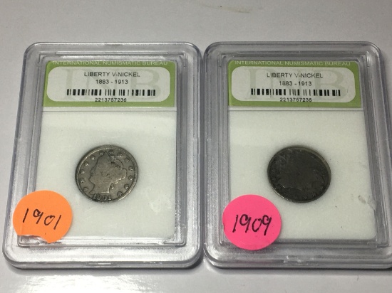 1901 & 1909 V Liberty Nickels