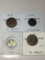 Great Britian 1954 1/2 Penny Au, 1939 1/2 Penny Ef, 1868 Farthing F, 1980 5 New Pence Proof