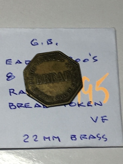 Great Britian Early 1900s 8 Sided Raunds Token Vf 22mm Brass