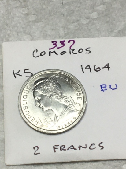 Comoros 1964 2 Francs Bu
