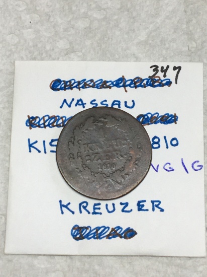 Nassau 1810 Kreuzer  Very Good /good
