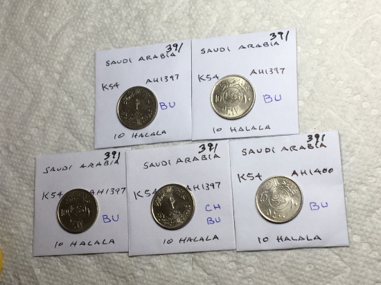 Saudi Arabia(5-10 Halala)3-ah1397 Bu, Ah 1397 Ch Bu, Ah 1400 Bu