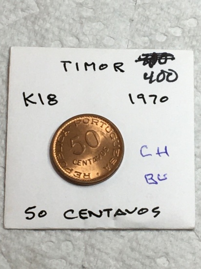 Timor 50 Centavos 1970 Ch Bu