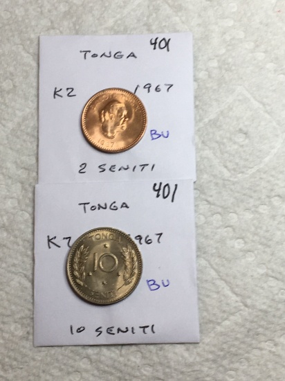 Tonga 2 Seniti 1967 Bu, 10 Seniti 1967 Bu
