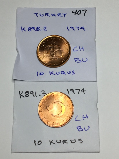 Turkey 2- 10 Kurus 1974 Ch/bu