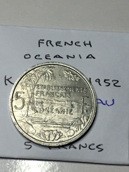French Oceania 1952 5 Francs Au