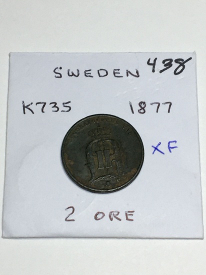Sweden 2 Ore 1877 Xf Some Dark Areas