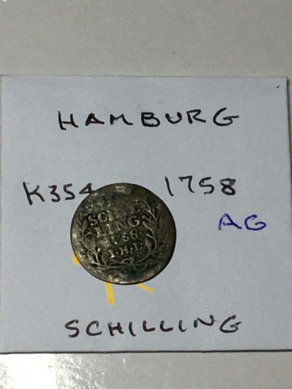 Hamburg 1758 Schilling Ag