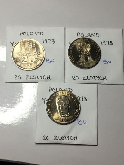Poland 1973 & (2) 1978 20 Zlotych Bu