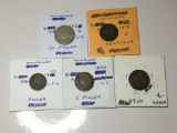 Hungary 1926 20 Filler Very Fine, 1879 Krajczar F, 1902 Filler Very Fine+, 2 Filler 1899 & 1907 Vf