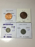 Iceland 5 Aurar 1960, 1924, Unc, 1942 10 Aurar Extra Fine, 1942 20 Aurar Very Fine