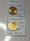 Indonesia 2000 500 Rupiah Bu, 1993 Bi- Metal 1000 Rupiah Unc
