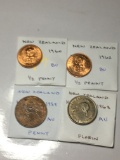 New Zealand 1960 & 1962 1/2 Penny Bu, 1959 Penny Au, 1963 Florin Au
