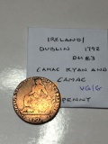 Ireland / Dublin 1792 1/2 Penny Vg / G Camac Kyan And Camac Cleaned