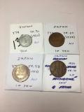 Japan 1921 Sen Ef, 1956 Yen Au, 1952 & 1953 10 Yen Au