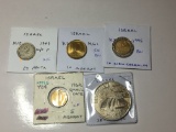 Isreal 1949 W/o P 25 Pruta Ef, 1962 Small Date 5 Agorot Ef, 1961 10 Agorot Ch. Bu,