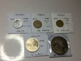 Isreal 1949 W/ P Pruta Proof Like, 1949 W/o P 25 Pruta Ef+, 1962 Sd 5 Agorot Ef+, 1978 5 Lirot Bu