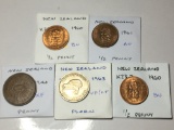 New Zealand (2)1960 Bu& 1961 1/2 Penny Au, 1940 Penny Extra Fine(nick), 1963 Florin Very/extra Fine