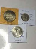 Russia 1991 M 5 Roubls Au, 1989 Rouble Bu, 1991 5 Roubles Bu