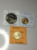 Russia 1992 Mm 5 Roubles Bu, 2007 2 Roubles Unc, 1991 5 Roubles Bu