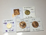 Great Britian 1960 6 Pence Ef, 1979 2 Pence Proof, 1958 1/2 Penny Bu, 1979 3 Pence, 1979 Mint Medal