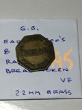 Great Britian Early 1900s 8 Sided Raunds Token Vf 22mm Brass