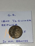 Great Britian 1800s 1/2 Guinea Replica Ef 20mm Bronze