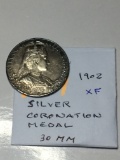 Great Britian 1902 Silver Coronation Medal 30mm Extra Fine