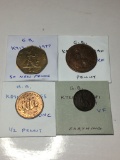 Great Britian 1977 50 New Pence Au, 1940 Penny Ef, 1955 1/2 Penny Unc, 1881 H Farthing Vf
