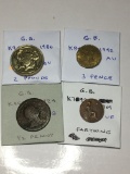 Great Britian 1986 2 Pounds Bu, 1942 3 Pence Au, 1724 1/2 Penny Ag, 1909 Farthing Vf