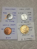 India Republic 1988 (b) 25 Paise Bu, 1975 (h) 2 Paise Bu, 1952 (b) Pice Unc, i