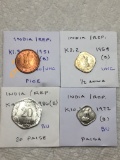 India Republic 1951 (b) Pice Bu/ Unc, 1954 (b) 1/2 Anna Unc, 1986 (b) 20 Paise Bu, 1972 (b) Paisa Bu