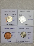 India Republic 1954 (c ) 1/4 Rupee Ef, 1975 (b) 5 Paise Proof, 1951 (b) Pice Unc,