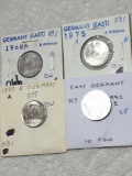 East Germany 1968 A 5 Pfennig Bu, (2) 1975 A 5 Pfennig Bu, 1952 E 10 Pfennig Ef