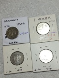 Germany 1 Mark 1950 G Vf/ Ef, 1992 D Unc, 1992 G Good, 1988 D Unc