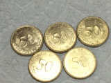 Korea 5 Coins South Korean 10 Hwan Bu