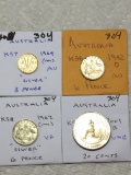 Australia 1964 M Au Silver 3 Penc 1942 D Au 6 Pence 1962 M Vf Silver 6 Pence