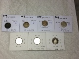 Canada 10 Cent Coins 1892 G, 1910 F, 1950 F+, 1966 Au, 1979 Spec, 1979 Spec, 1988 Proof