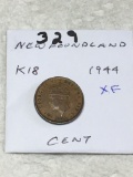 New Foundland 1944 Cent Extra Fine
