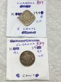 Curaco 1947 Cent Vf, 1948 5 Cents Extra Fine