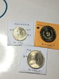 Malaysia 1969 Ringgit Bu, 1971 Ringgit Unc, 1977 50 Sen Bu