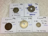 Egpyt 1947 Millieme Vf,1917 H 10 Milliemes Xf,1944 2 Silver Piastres