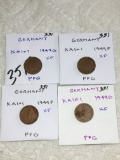 Germany (4 Pfennig Coins) 1949 G Xf, 1949 F Xf,1949 F Xf,1949 D Xf