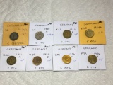 Germany (8- 5 Pfg Coins) 1874 A Vf,1898 A Vf+,1923 D Vf, 1924 A Xf,1926 A Vf