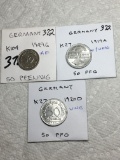 Germany (3) 50 Pfennig Coins) 1949 Xf, 1919 Au/unc, 1920 Unc