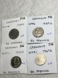 Germany (4-50 Pfg) 1949 Xf,1949xf,1950 Au, 1967 Xf