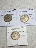Germany(3) Mark Coins 1950 J Xf,1955 J Vf,1956 J Vf
